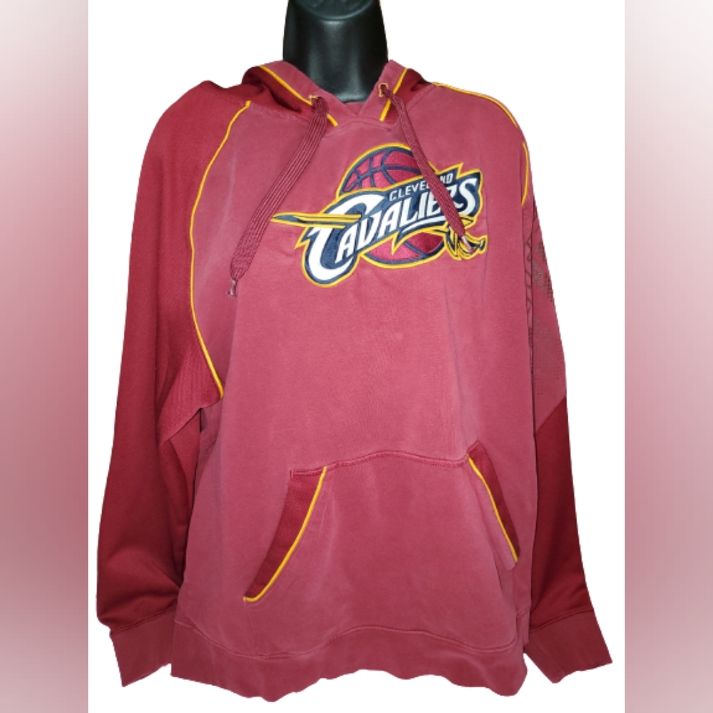 Adidas NBA Cleveland Cavaliers Basketball Red and Gold Hooded Sweatshirt, LeBron